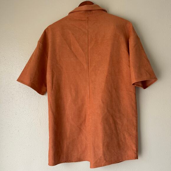 Vestique Orange Short Sleeve Collared Button Down Romper Size Small - Picture 10 of 12